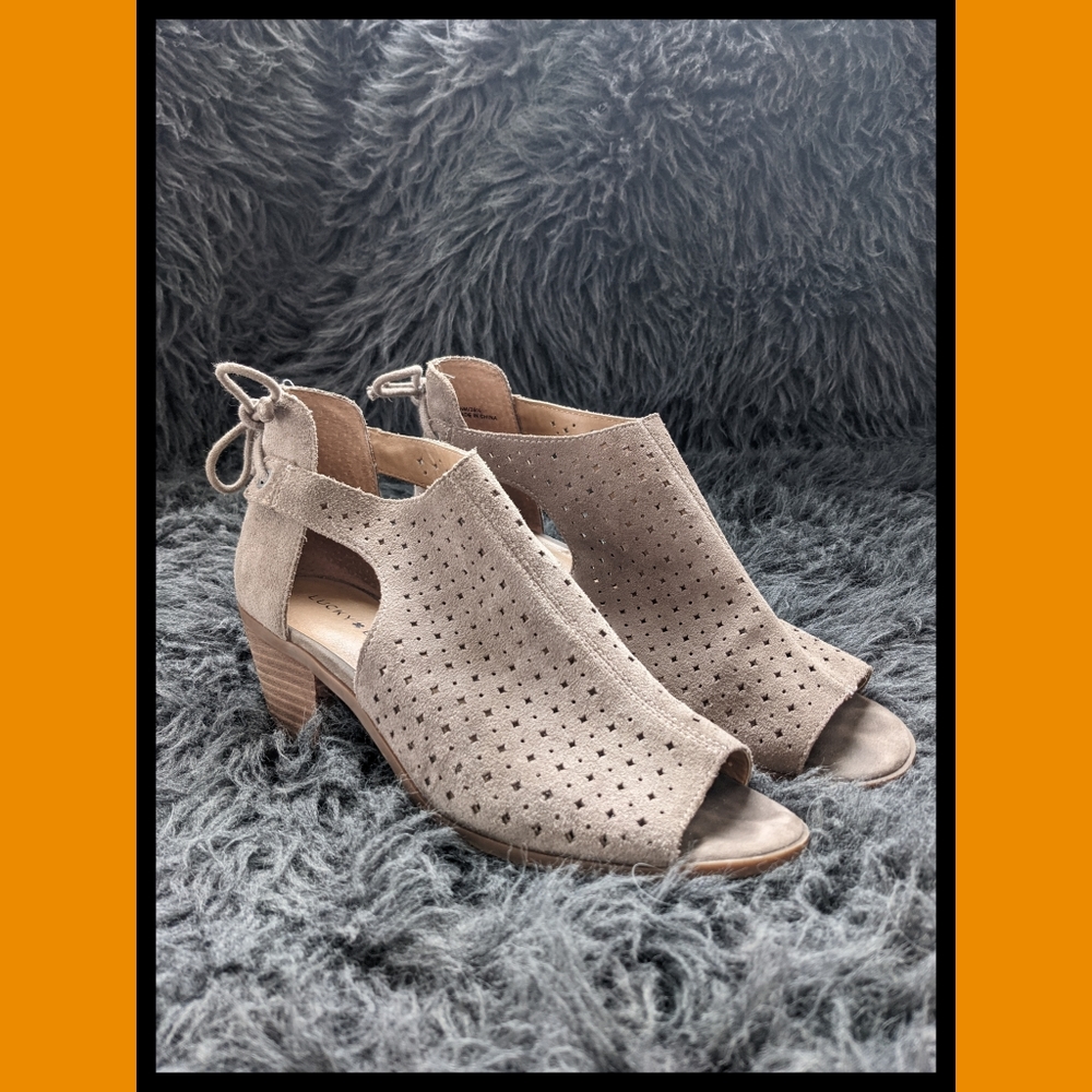 Lucky Brand Suede Peep Toe Booties